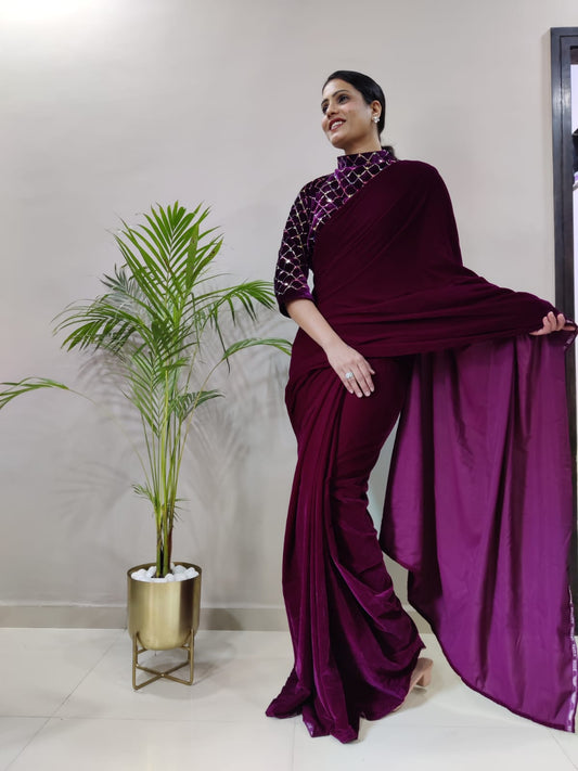 Luxury 9000 Velvet Ready-to-Wear Saree