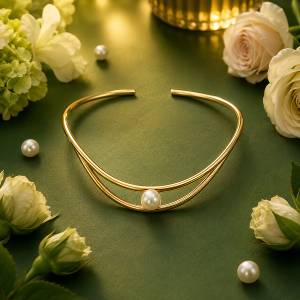 18 Kt Gold Platted Pearl Collar Anklet