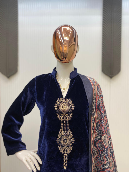 Ajarkh Printed Chinon 3 Piece Pant Pair