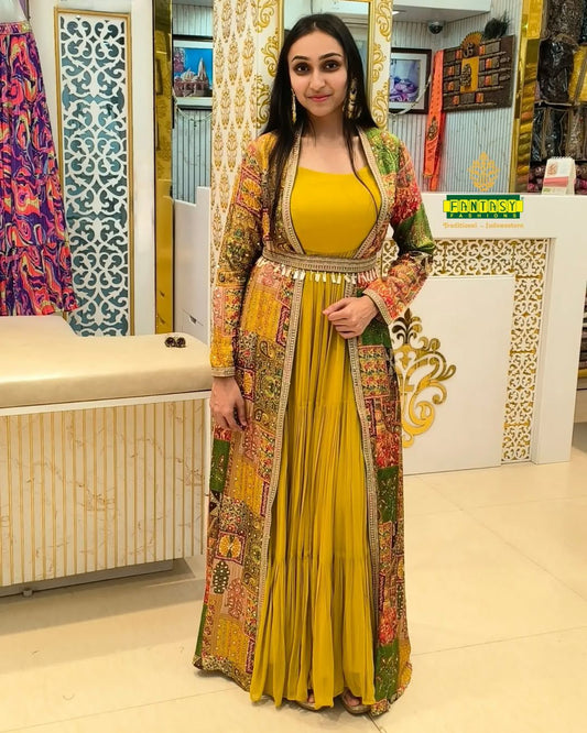 Premium 4-Piece Pakistani Style Faux Georgette Gown with Digital Print Koti